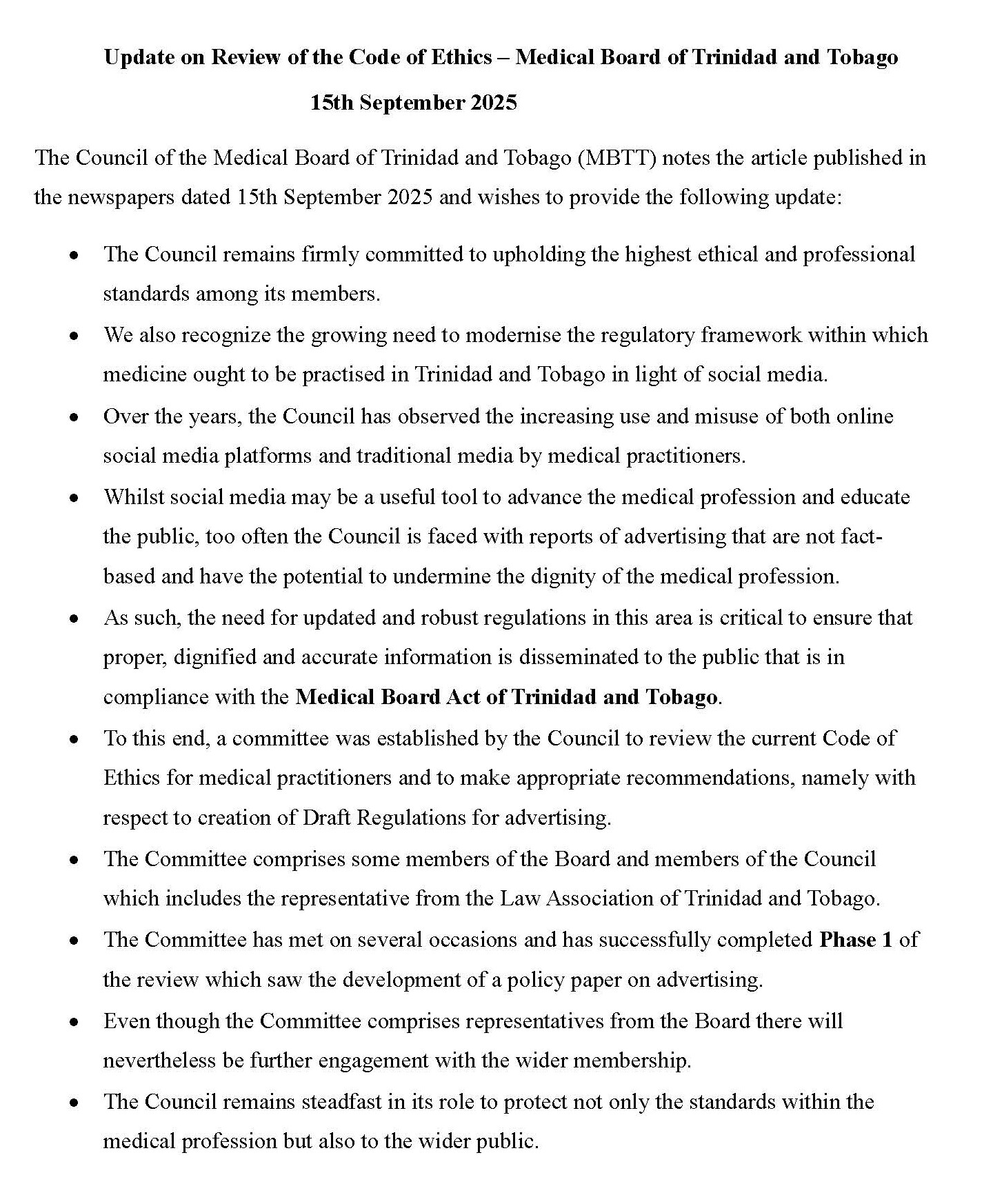 Advisory Notice